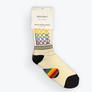 Out of Print Book Nerd Pride Socks - Cream and Multicolor